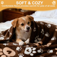 Load image into Gallery viewer, Gowyeg Dog Blanket, Soft Fleece Dog Blankets for Medium Large Dogs, Fluffy Flannel Pet Cat Puppy Blanket Cover for Bed Couch, Cute Paw Print Throw Blanket for Dogs,Brown, 50"X40"
