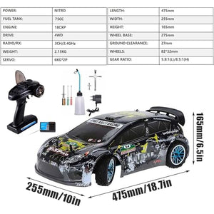 1/10 RC Truck for Adult Two Speed 2.4G Full Proportional Gas Power Car 18CXP Engine Hobby Grade Racing