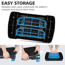 Load image into Gallery viewer, MIIUDGIG 18'' Adjustable Aerobic Step Platform, Adjustable Fitness 4-6in Exercise Stepper Workout with 2 Risers, Aerobics Stepper Workout Stepper for Home Gym Cardio Strength &amp; Training (Blue)
