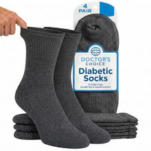 Load image into Gallery viewer, Doctor's Choice Diabetic Socks for Men, Seamless with Non Binding Top Neuropathy Socks, designed with Soft Stretch and Full Cushion for a Comfortable Fit, 10-13 Large, 4 Pairs (Charcoal)
