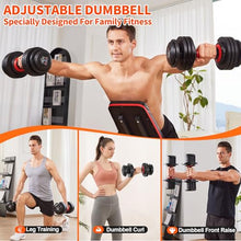 Load image into Gallery viewer, Fit Sir Adjustable Dumbbell Set, 10-in-1 25LB Ajustable Dumbbells with Safe Locking System, Enclosed Storage Tray, 1 Sec Fast Adjustment, Comfortable Non-Slip Textured Grip, Suitable for Home Gym Workouts Men and Women
