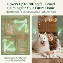 Load image into Gallery viewer, Dog Calming Pheromone Diffuser Kit, Pet Diffuser for Stress Support, Reduces Stress and Promotes Relaxed Behavior, 2 Plug-in &amp; 4 Packs Refill, 120 Day Supply (Non-Toxic, Safe &amp; Inedible), with Light

