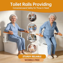 Load image into Gallery viewer, Simple Project 15.7" Toilet Safety Rails for Seniors, Flipped 90°＆Adjust Heigh Toilet Seat Handle, Super Sturdy 500LBS Toilet Safety Frame for Disabled or Mobility Issues, Grab Bars Arms(Brown)

