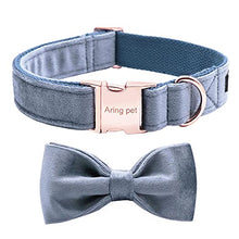 Load image into Gallery viewer, ARING PET Bowtie Dog Collar,Velvet Dog Collars with Detachable Bowtie, Cute &amp;Comfortable Dog Collar, Blue X-Small.
