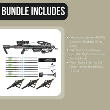 Load image into Gallery viewer, Killer Instinct Burner 415 FPS Crossbow Package Basic Bundle (Gray Camo)
