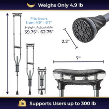Load image into Gallery viewer, Air-Crutch Lightweight Walking Crutch, Adult Crutches for Walking with Comfortable Underarm Pads
