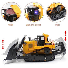 Load image into Gallery viewer, fisca Remote Control Bulldozer RC 1/16 Full Functional Construction Vehicle, 2.4Ghz 11 Channel Dozer Front Loader Toy
