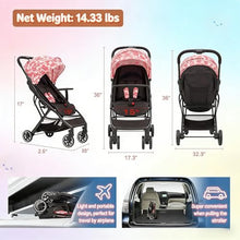 Load image into Gallery viewer, Cool Kids Lightweight Travel Stroller, Auto Fold Reversible Buggy Pink
