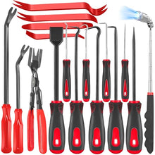 Load image into Gallery viewer, DOAHO 17Pcs Mechanic Hook and Pick Tool Set &amp; Car Trim Removal Kit with Fastener Clip Pliers,Rivet Puller,Magnetic Pickup,Gasket Scraper,Non-Scratch Plastic Pry Tools for Automotive Repair-Red
