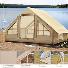 Load image into Gallery viewer, Inflatable Tents for Camping, 4-6 Person Easy Blow Up Tent with Hand Pump,4 Seasons Waterproof Air Inflatable Camping Tent House for Family Weekend Camping,Beige
