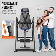 Load image into Gallery viewer, VEVOR Inversion Table, 300 lbs Capacity Heavy Duty Inversion Table, Decompression Back Stretcher Machine, Strength Training Equipment with Headrest, Ankle Lock, Adjustable Protective Belt, Blue/Black
