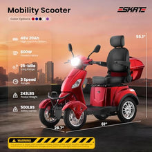 Load image into Gallery viewer, Super Large Electric 4 Wheel Mobility Scooters, Heavy Duty 800W Wheelchair Device, 25 Miles Long Range, All Terrain Mobility Scooter，Speed Adjust, Remote Key,Receive Ready to Ride (Red)
