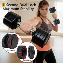 Load image into Gallery viewer, Adjustable Dumbbell Set of 2 Total 20 Lbs 4-in-1 Each 4lb 6lb 8lb 10lb 1s-Adjust Dual-Stable Free Weights for Women Men Home Gym Outdoor Workouts (black [20LBS Total])
