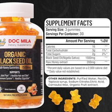Load image into Gallery viewer, Doc Mila Organic Black Seed Oil Gummies 1500mg - Black Seed Oil Softgels Capsules with Honey, Pineapple Flavor - Gluten Free, Soy Free &amp; Non-GMO
