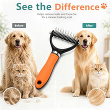 Load image into Gallery viewer, Dog Brush and Cat Deshedding Rake, Pet Grooming Tool for Shedding with Rounded Stainless Steel Teeth, Comfortable Grip for Long or Thick Coats (Green)
