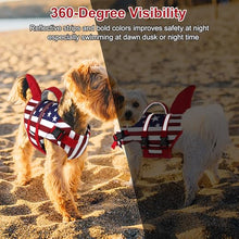 Load image into Gallery viewer, Dogcheer Harness-Style Dog Life Jacket Shark, Reflective American Flag Dog Life Vest for Swimming Boating, High Buoyancy Pet Swim Vest for Small Medium Large Dogs - USA Flag, XS
