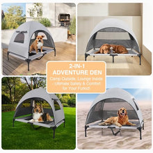 Load image into Gallery viewer, Elevated Outdoor Dog Bed with Canopy – Cooling Camping Tent, Removable Shade, Off-Ground Cot, Medium
