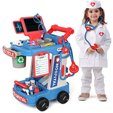 Load image into Gallery viewer, Liberry Doctor Kit for Toddlers Ages 3 4 5, Pretend Kids Doctor Playset with Cart, Costume and Stethoscope, Role Play Medical Toys Birthday Gift for Girls Boys (Blue)
