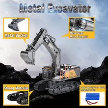 Load image into Gallery viewer, CUTEROOM 1/14 Scale RC Excavator, 22 Channel Remote Control Construction Vehicle with Metal Shovel, 2.4Ghz Excavator with Realistic Lights &amp; Sounds, Rechargeable Battery, Gift for Birthday Christmas
