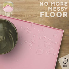 Load image into Gallery viewer, Dog Food Mat - 24x15 Raised Edges Dogs Mat for Food and Water Prevent Spill, Waterproof Cat Food Mats Protect Floors, Easy Clean Dog Bowl Mats for Food and Water, Silicone Pet Feeding Placemats Pink
