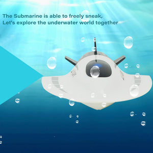 Mini RC Submarine Boat, Remote Control Waterproof Diving Toy for Kids (White)