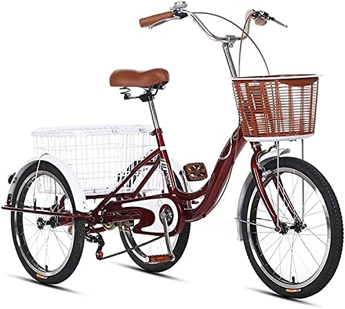 Adult Tricycle - 3 Wheel Bikes for Adults Shopping Tricycle for Adult 20'' Wheels Adult Tricycle 1-Speed 3 Wheel Bikes Pedal