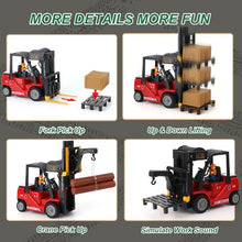Load image into Gallery viewer, Mscredse RC Forklift with Trailer, Kids Forklift Construction Toys Set with Lift Fork &amp; Hook &amp; Flatbed (Red)
