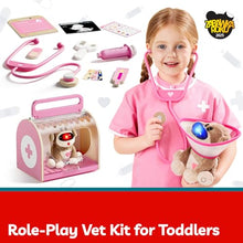 Load image into Gallery viewer, TOP BRIGHT Doctor Kit for Toddlers 3-5, Pretend Play Doctor Set with Pink Veterinarian Costume, DR Kit Dress Up Toys for Kids, Role Play Dog Vet Playset, Christmas Birthday Gifts for Girls Boys 3 4 5
