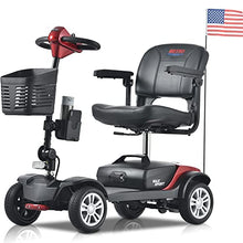 Load image into Gallery viewer, Metro Mobility 4 Wheel Foldable Mobility Scooter for Adults - 300 lbs Capacity Powered Mobility Scooters for Seniors, Travel - High-Performance Operation &amp; Intelligent Electromagnetic Brake - Red
