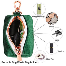 Load image into Gallery viewer, ARING PET Dog Poop Bag Holder, Velvet Doggy Waste Bag Dispenser Attach to Any Leashes, Dark Green Portable Washable Pet Waste Pouch Dispenser with Metal Zipper
