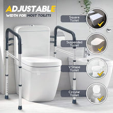 Load image into Gallery viewer, Lianjindun Toilet Safety Rails, Adjustable Toilet Frame for Elderly, Seniors, Handicap &amp; Disabled, Foldable Handicap Toilet Handles Fit Any Toilets (Blue)
