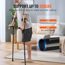 Load image into Gallery viewer, VEVOR Forearm Crutches for Adults, Folding Walking Forearm Crutches with 10-Level Adjustable Height,  1 Pair 350LBS
