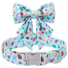 Load image into Gallery viewer, ARING PET Summer Dog Collar with Bow, Cute Blue Ice Pop Sailor Bowtie Pet Doggy Collars with Metal Buckle for Puppy Small Medium Large Boy Girl Dogs-XL
