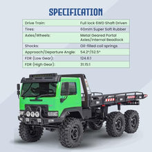 Load image into Gallery viewer, HOBBYPLUS ARKTOS 6x6 V1.5 CR18P Rock Crawler RTR All Terrain - Remote Control Car, Rock Crawler 1/18 Scale 6WD 2 Speed Transmission Off Road for Adults, RC Hobbyists (Green)
