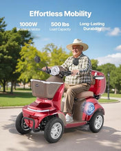 Load image into Gallery viewer, VEVOR Heavy Duty 4-Wheel Mobility Scooter, Powerful 1000W Brushless Motor, 500 lbs Capacity, 21.5 Miles Long Range, All Terrain Mobility Scooter with Lockable Trunk for Seniors &amp; Adults
