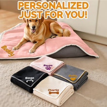 Load image into Gallery viewer, Personalized Pink Dog Blanket with Name - Embroidered Custom Blanket for Dog's Bed, Car, Couch, &amp; More - Waterproof, Soft &amp; Comfortable for Small to Large Dogs - Best Dog Gift

