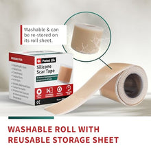 Load image into Gallery viewer, Protect Life Silicone Scar Sheets 1.6" x 118" Roll-3M - Medical Grade Scar Tape for Keloid Bump Removal - Reusable Silicone Tape Scar Removal Strips, Patches for Surgical Scars, C Section
