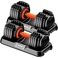 Load image into Gallery viewer, Fit Sir 25/55LB Adjustable Dumbbell Set,10 in 1 Free Weights Dumbbell of 2 with Secure Locking Mechanism for Safe,1 Sec Speed Adjustment Men/Women Gym and Home Strength Training Equipment
