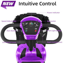 Load image into Gallery viewer, 35 Miles 4 Wheels Mobility Scooter for Seniors/Adults Up to 300LBS,350W Electric Wheelchair Detachable Lithium Battery,Dual Baskets,Rotating Seat,with Taillight, USB Charging, Purple
