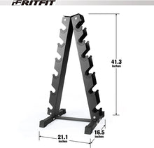 Load image into Gallery viewer, RITFIT Rubber Hex Dumbbells Set with Rack, 180-780LB Heavy-Duty Cast Iron Core, Knurled Chrome Handle, Space-Saving Storage Rack for Home Gym Strength Training
