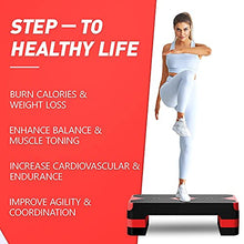 Load image into Gallery viewer, GYMMAGE Aerobic Exercise Stepper - Adjustable Height Workout Platform, 26.5" Step Deck with 4", 6", 8" Risers, Women's Home Gym Cardio Fitness
