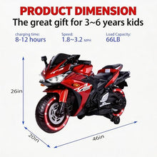 Load image into Gallery viewer, Kids Electric Motorcycle, 12V Kids Ride on Car LED Lights, Music Player &amp; Horn with Training Wheels

