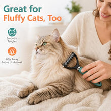 Load image into Gallery viewer, Dog Brush and Cat Deshedding Rake, Pet Grooming Tool for Shedding with Rounded Stainless Steel Teeth, Comfortable Grip for Long or Thick Coats (Orange)
