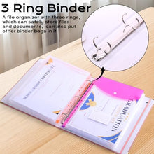 Load image into Gallery viewer, XKDOUS Aesthetic Document Organizer 3 Ring Emergency Binder Linen Folio Folders with 9 Pockets Expanding File Storage Holder for Important Papers, Letters, Passports, Photos
