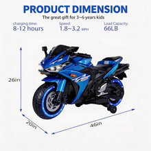 Load image into Gallery viewer, Kids Electric Motorcycle, 12V Kids Ride on Car LED Lights, Music Player &amp; Horn with Training Wheels,
