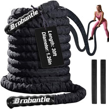 Load image into Gallery viewer, Brobantle Battle Rope 1.26 Inch Diameter,30FT Exercise Workout Ropes for Home Gym Heavy Weighted Training Rope for Working Out
