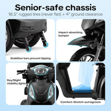 Load image into Gallery viewer, Super Large Electric 3 Wheel Mobility Scooters, Heavy Duty 800W Wheelchair Device, 25 Miles Long Range, All Terrain Mobility Scooter，Speed Adjust, Remote Key,Receive Ready to Ride (3 Wheel -Black)
