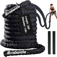 Load image into Gallery viewer, Brobantle Battle Rope 1 Inch Diameter,30FT Exercise Workout Ropes for Home Gym Heavy Weighted Training Rope for Working Out
