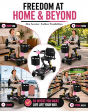 Load image into Gallery viewer, Ecomobi Light Weight Mobility Scooter for Seniors &amp; Adults, 12–30 Mile Range, Foldable Airline Approved Portable 4 Wheel Motorized Scooter with Removable Lithium Battery, 300 lb Capacity, MS02F Pink
