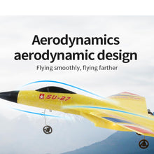 Load image into Gallery viewer, Yellow SU-27 RC Fighter Jet, Remote Control Airplane with Stunt Flight, Anti Crash Jet
